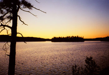 sunset on Burntroot Lake