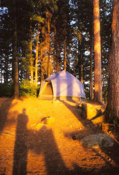 the tent at sunset