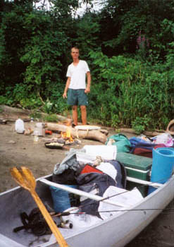 cooking dinner on the riverbank