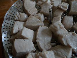 steaming chunks of albacore