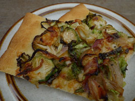 brussels sprouts, caramelized onion, pancetta, and parmesan flatbread