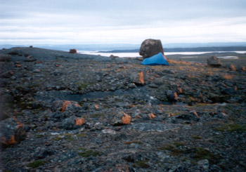 Iqaluit hotels were expensive, so I pitched a tent for the second night