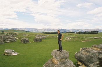 me with elephant shaped rocks near Kurow, New Zealand