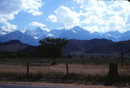 sierras from highway through Owens Valley