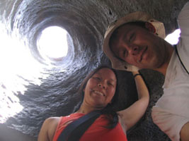 us in a lava tube at fossil falls