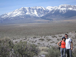 the mountains behind Mono Lake