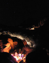 Indian Cove campsite at night, Joshua Tree