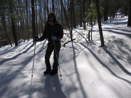 Joy walking in the woods