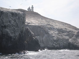 Lighthouse and rough waters, Anacapa Island, California