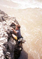 Beckett climbing at high tide