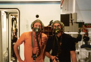 mike and sean in aviator masks before hypoxia training