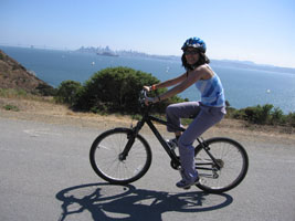Joy biking on Angel Island