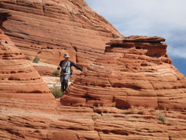 mike among sandstone.  by Joy.