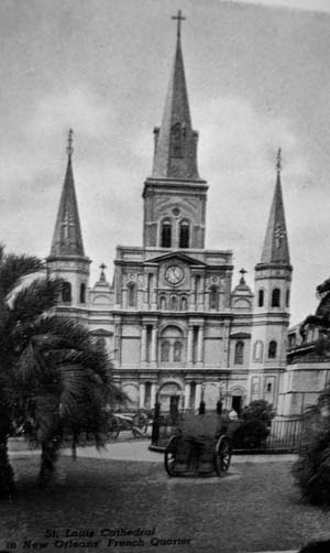 Jackson Square, Place de Armes, New Orleans.  St. Louis Cathedral.
